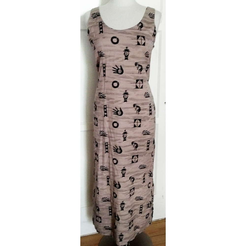 River Blue Tribal print Maxi Dress cotton/l